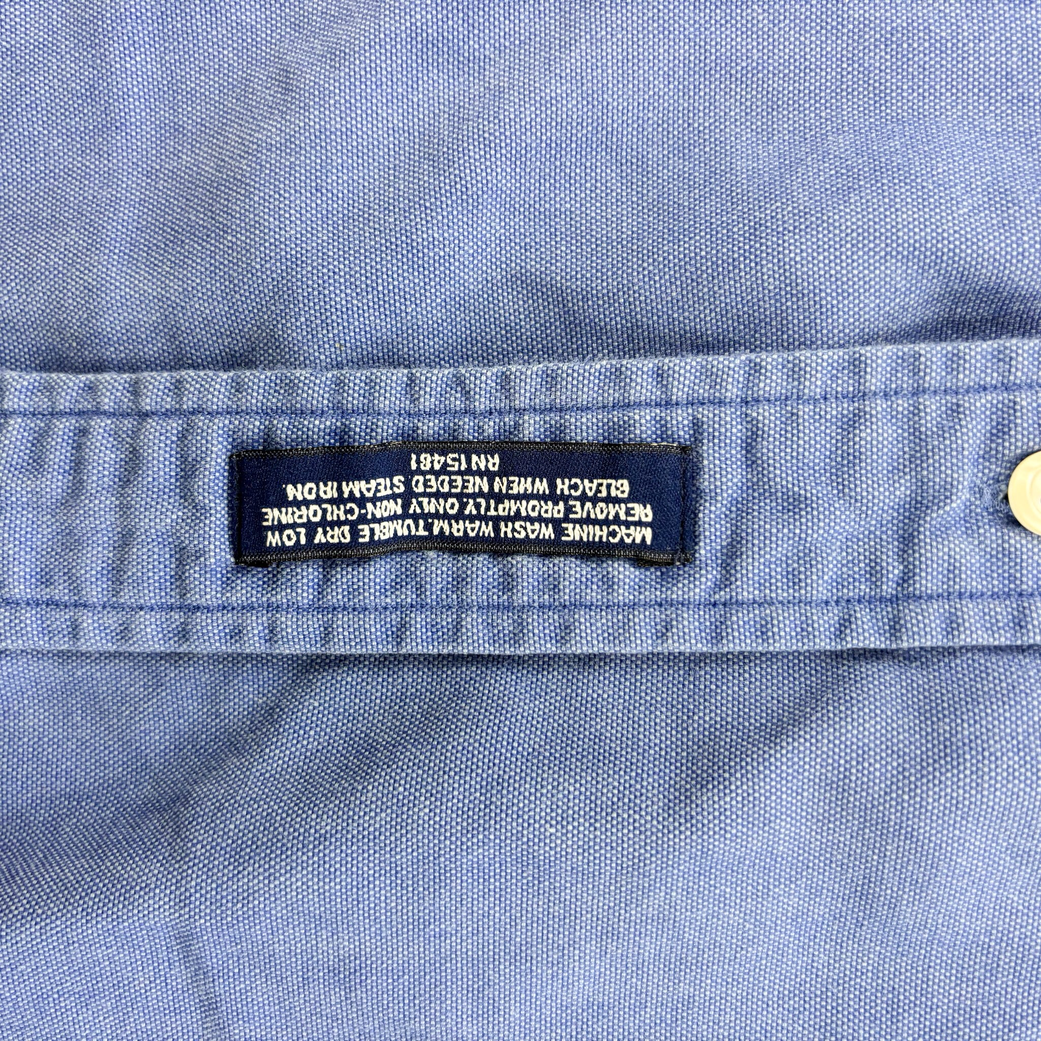 F- Vintage Tommy Hilfiger Embroidered Crest Blue Button Down Shirt