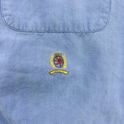 F- Vintage Tommy Hilfiger Embroidered Crest Blue Button Down Shirt