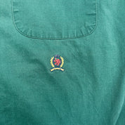 F- Vintage Tommy Hilfiger 90's Embroidered Crest Dark Green Button Down Shirt