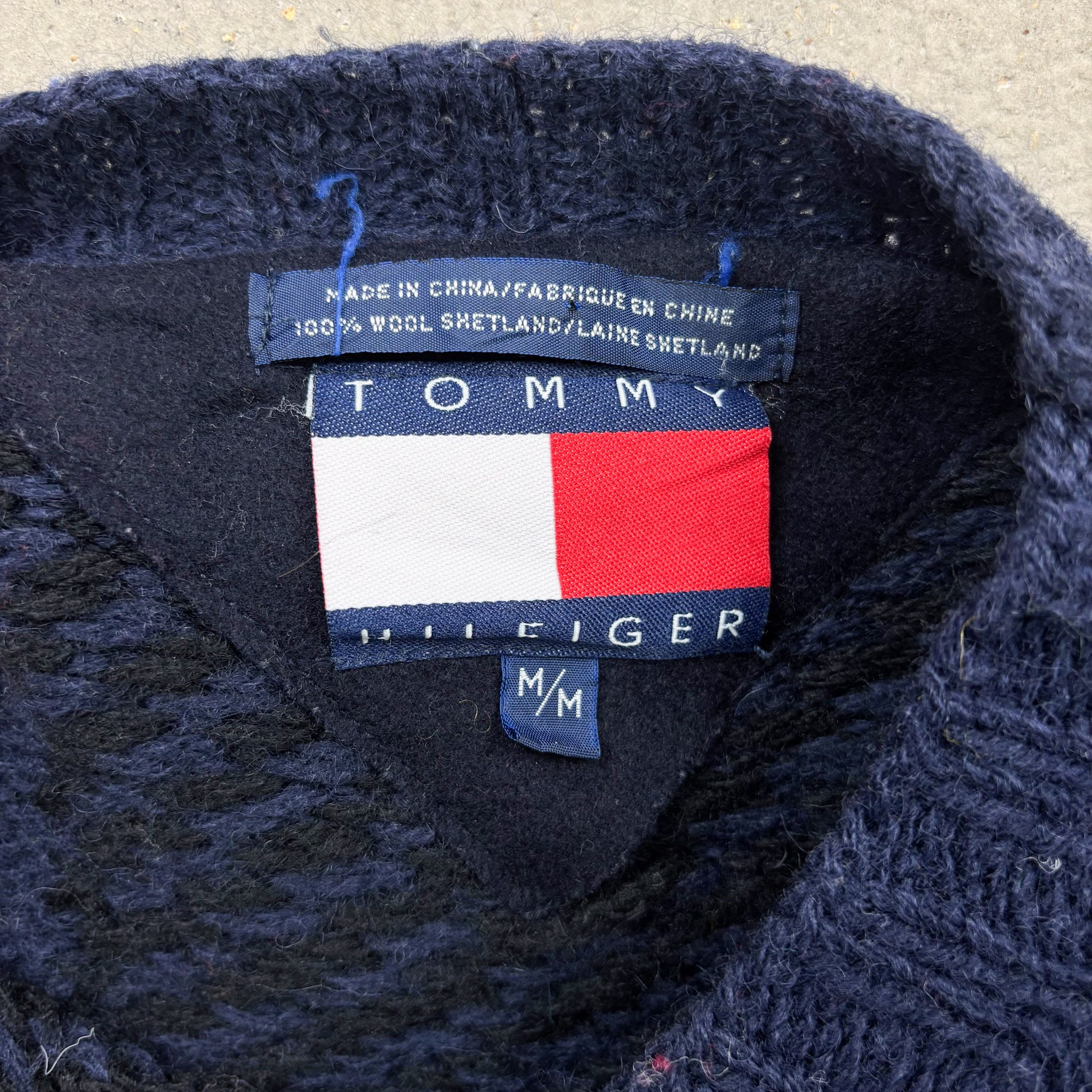 F- Vintage Tommy Hilfiger Plaid Pattern Wool Knit Sweater