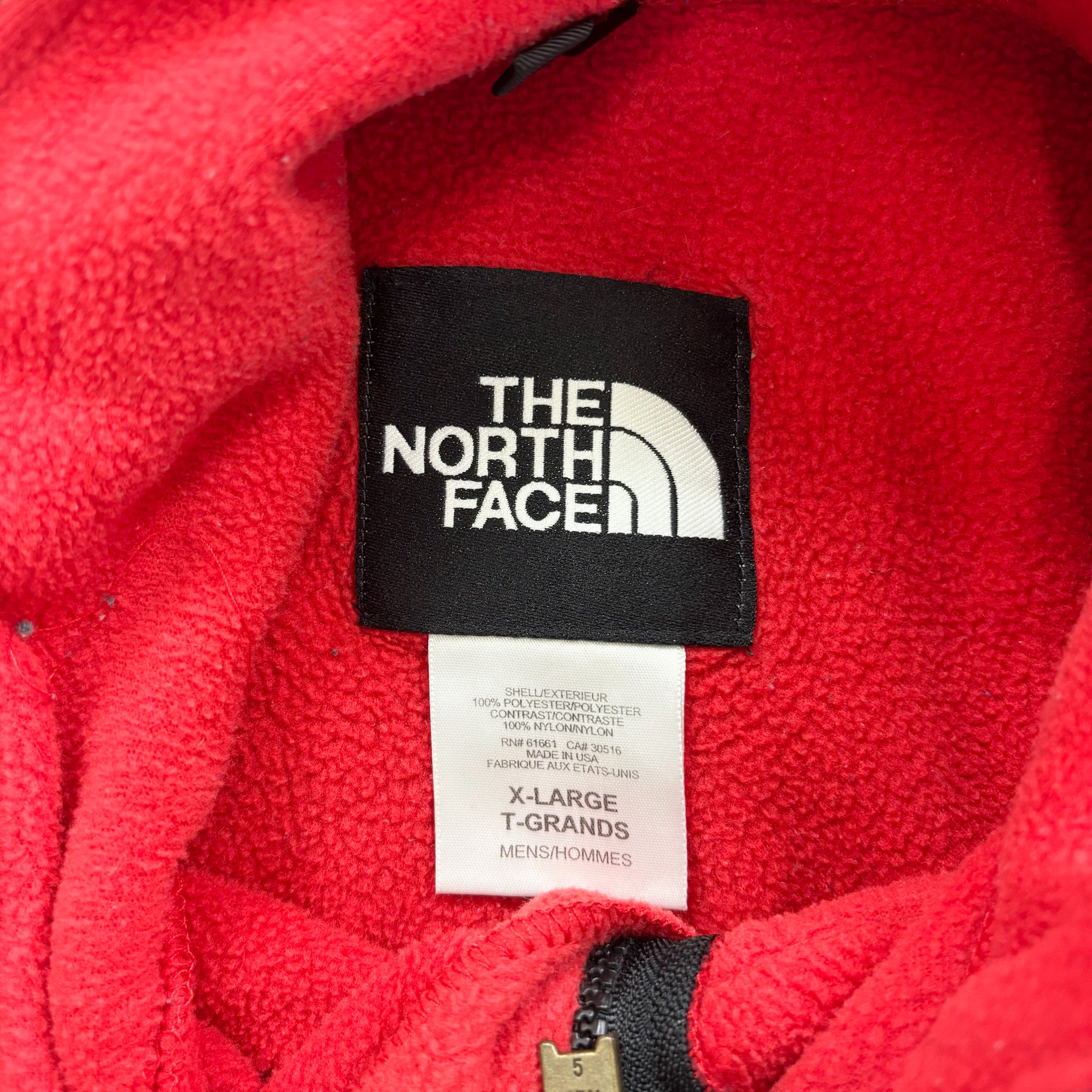 F- North Face Denali Zip Up Red Polar Fleece