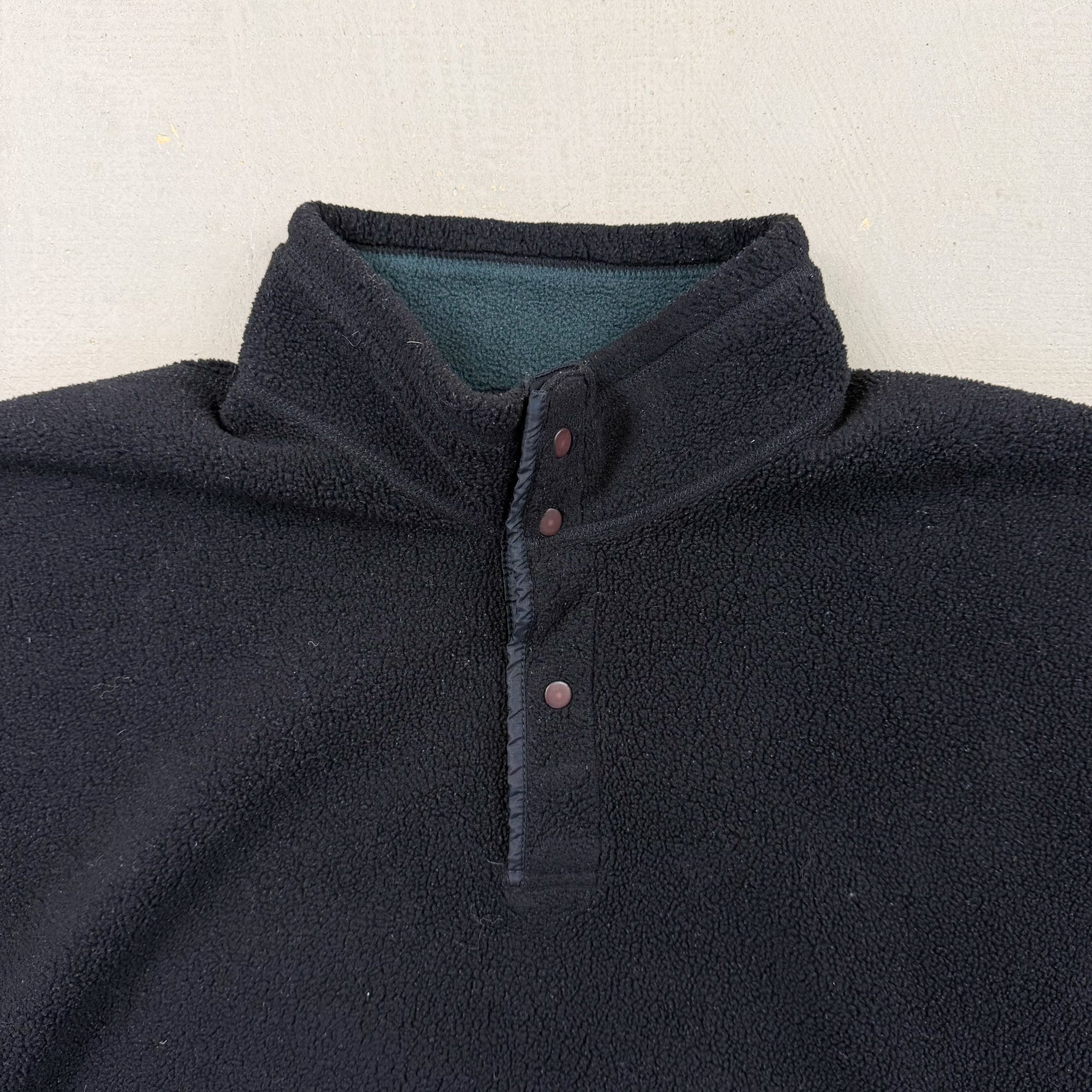 F- Patagonia Quarter Button Black Made In USA Polar Fleece