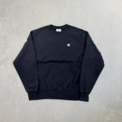 F- Vintage Champion Reverse Weave Back Text Print Crewneck