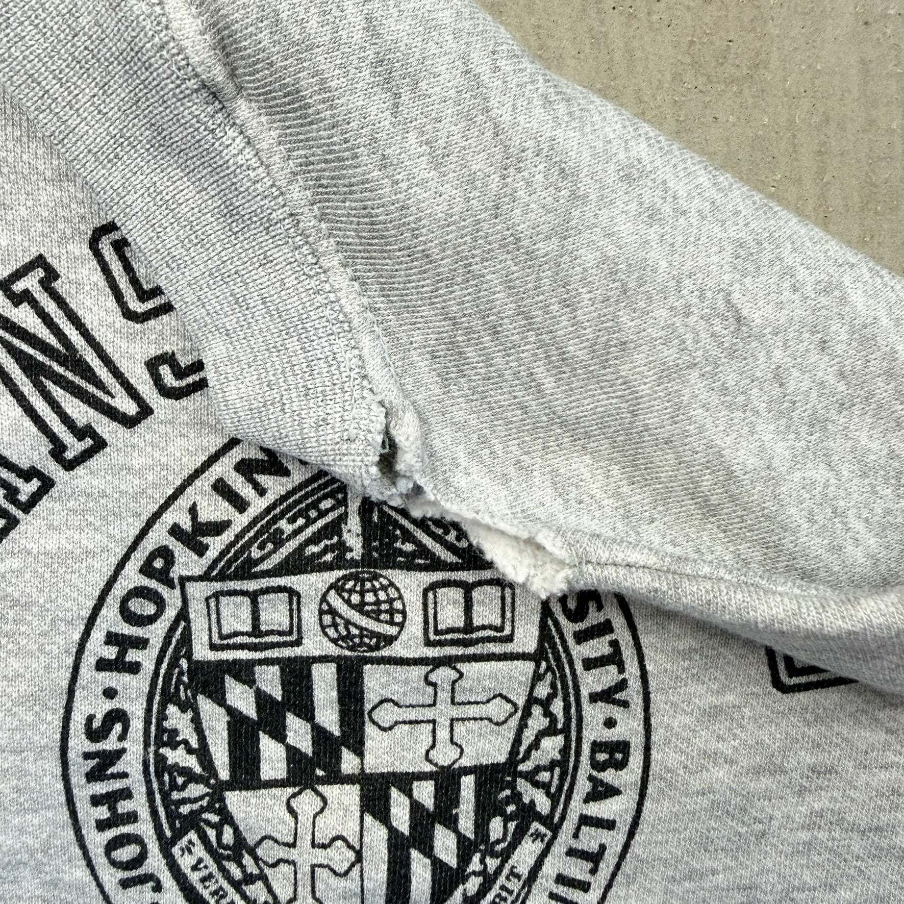 F- Vintage Champion John Hopkins Text Made In USA Crewneck