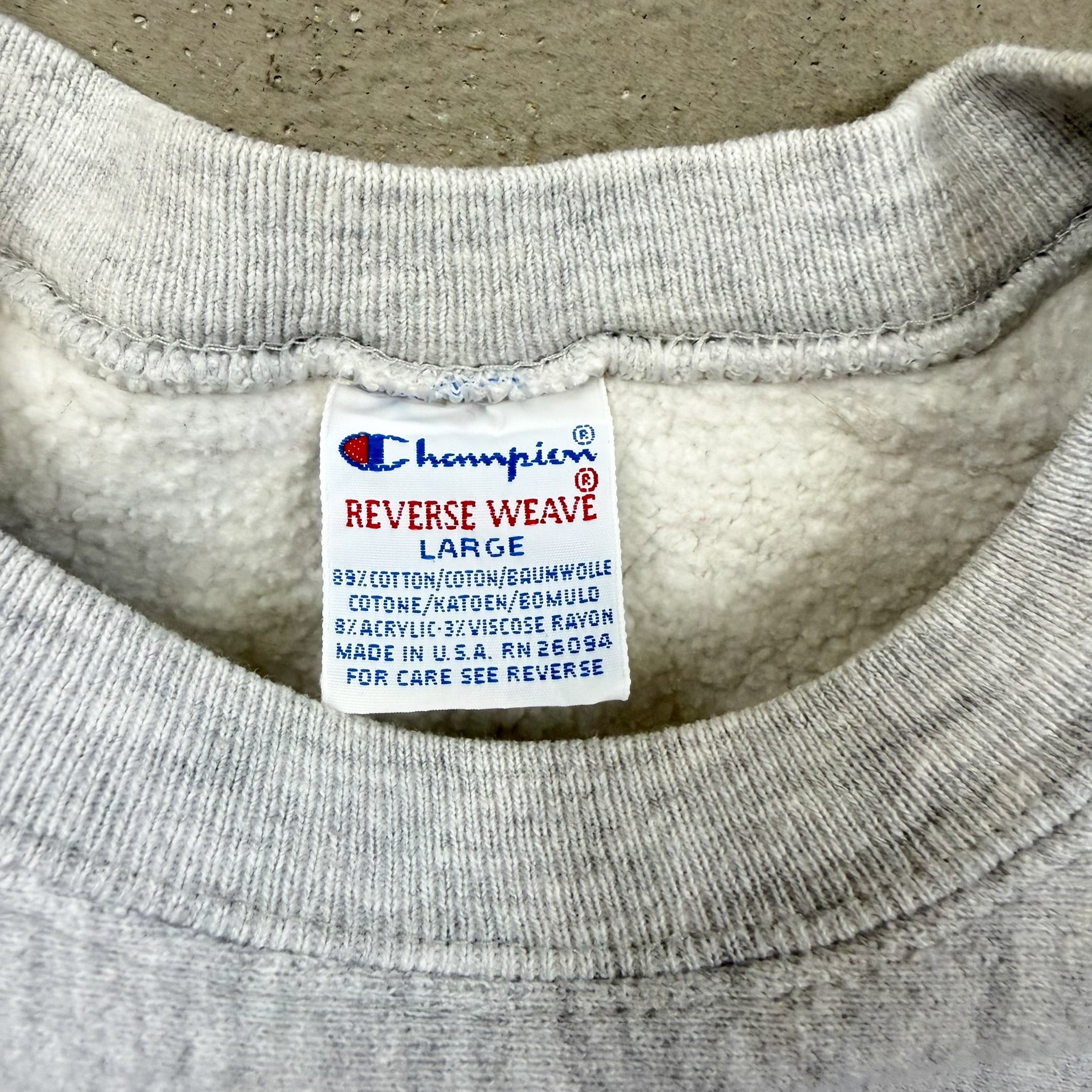 F- Vintage Champion Reverse Weave Heather Grey Made In USA Crewneck