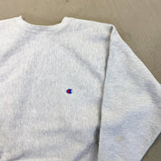 F- Vintage Champion Reverse Weave Heather Grey Made In USA Crewneck