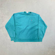 F- Vintage Champion Reverse Weave Teal Crewneck