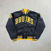 F- Vintage Boston Bruins NHL Starter Satin Bomber Jacket