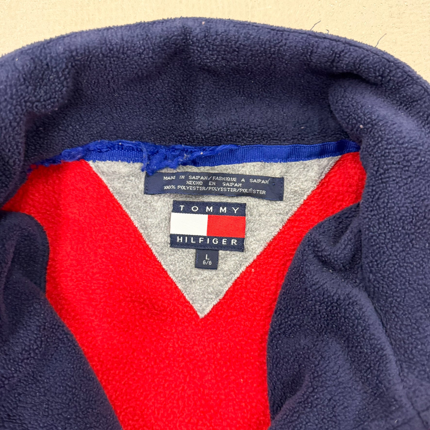 F- Vintage Tommy Hilfiger Embroidered Text Quarter Zip Polar Fleece