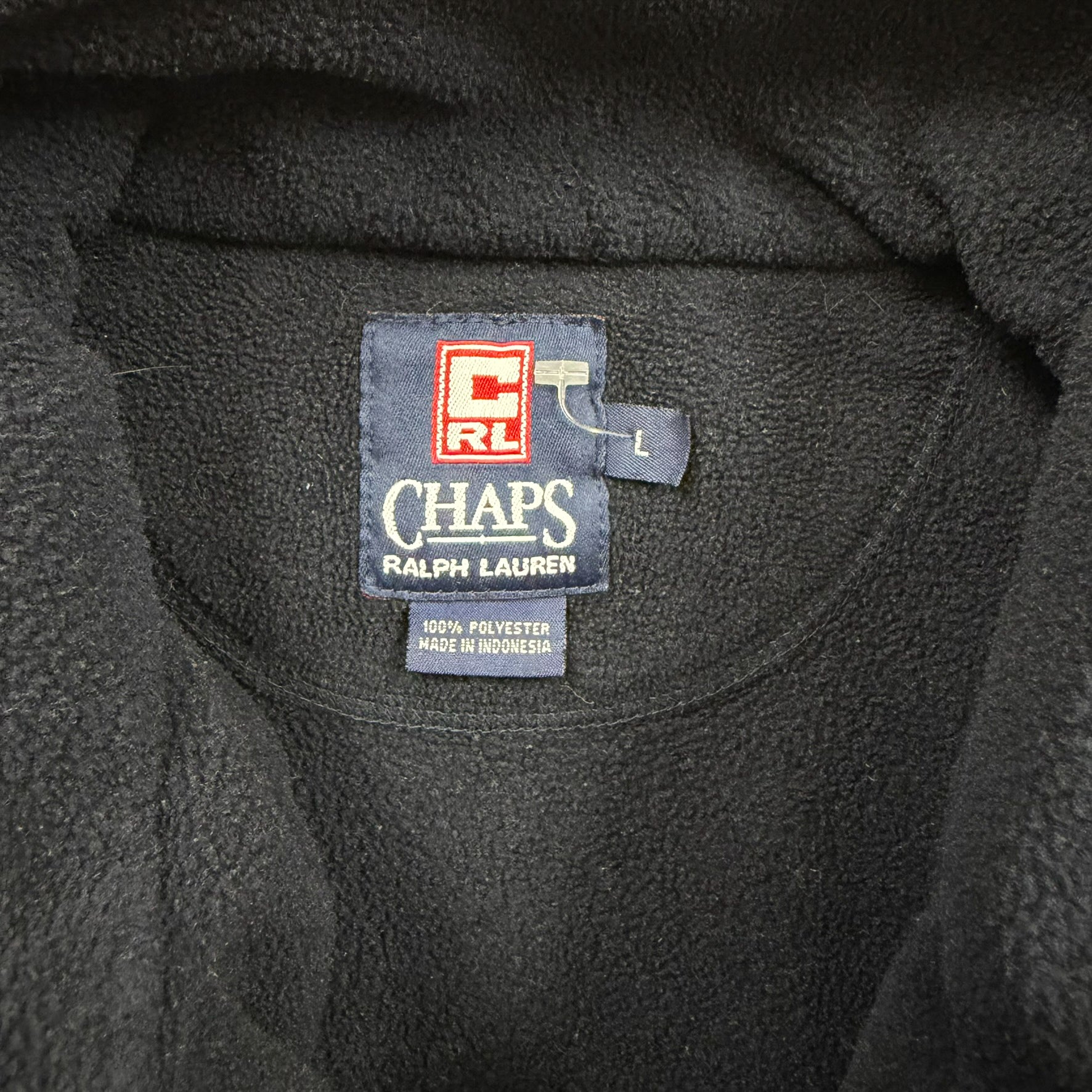 F- Vintage Chaps Ralph Lauren Embroidered Text Zip Up Polar Fleece
