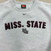 F- Nike Team Mississippi State University Embroidered Text Crewneck