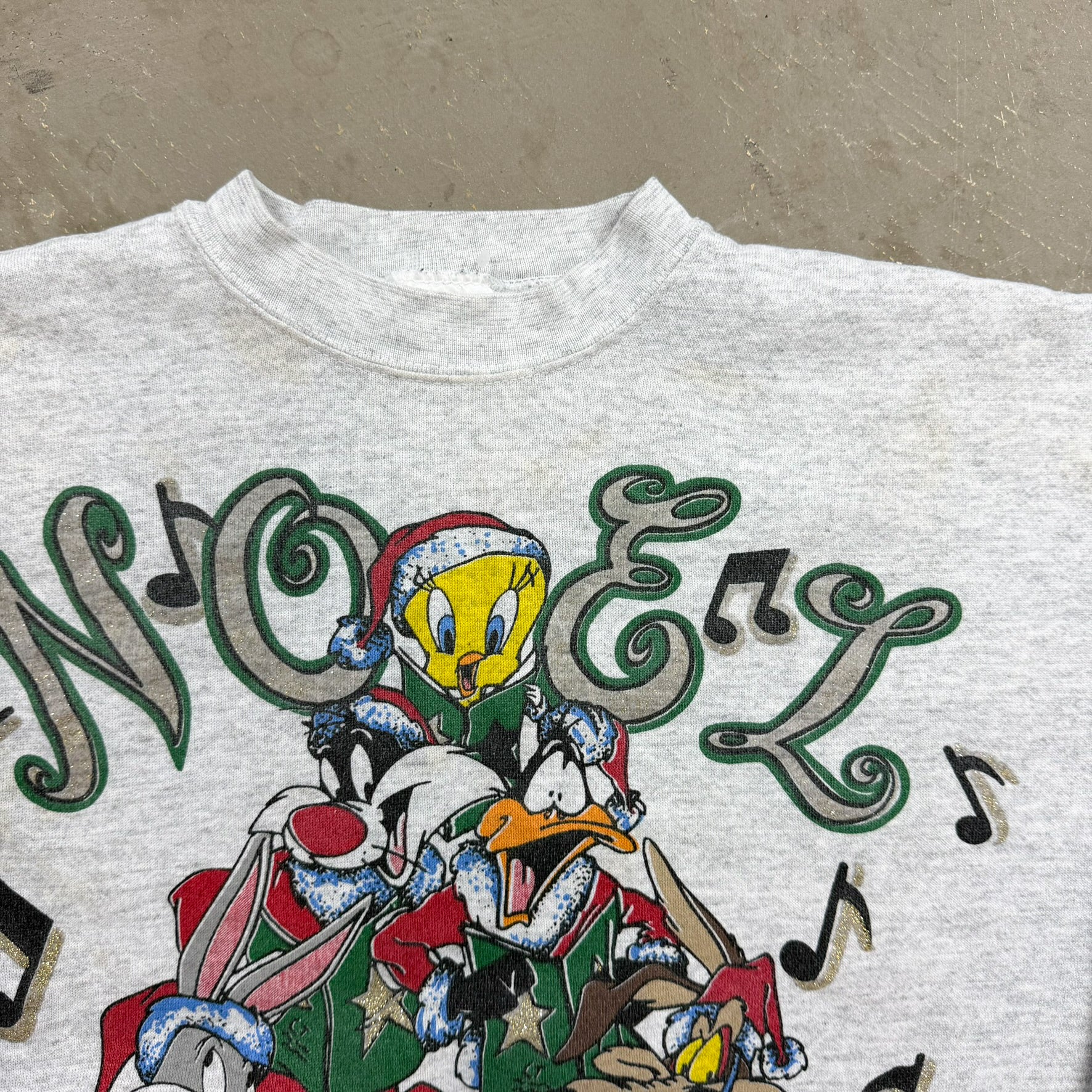 F- Vintage '95 Looney Tunes Christmas Carol Graphic Crewneck