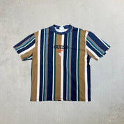F- Guess Originals Embroidered Text Stripped Tee