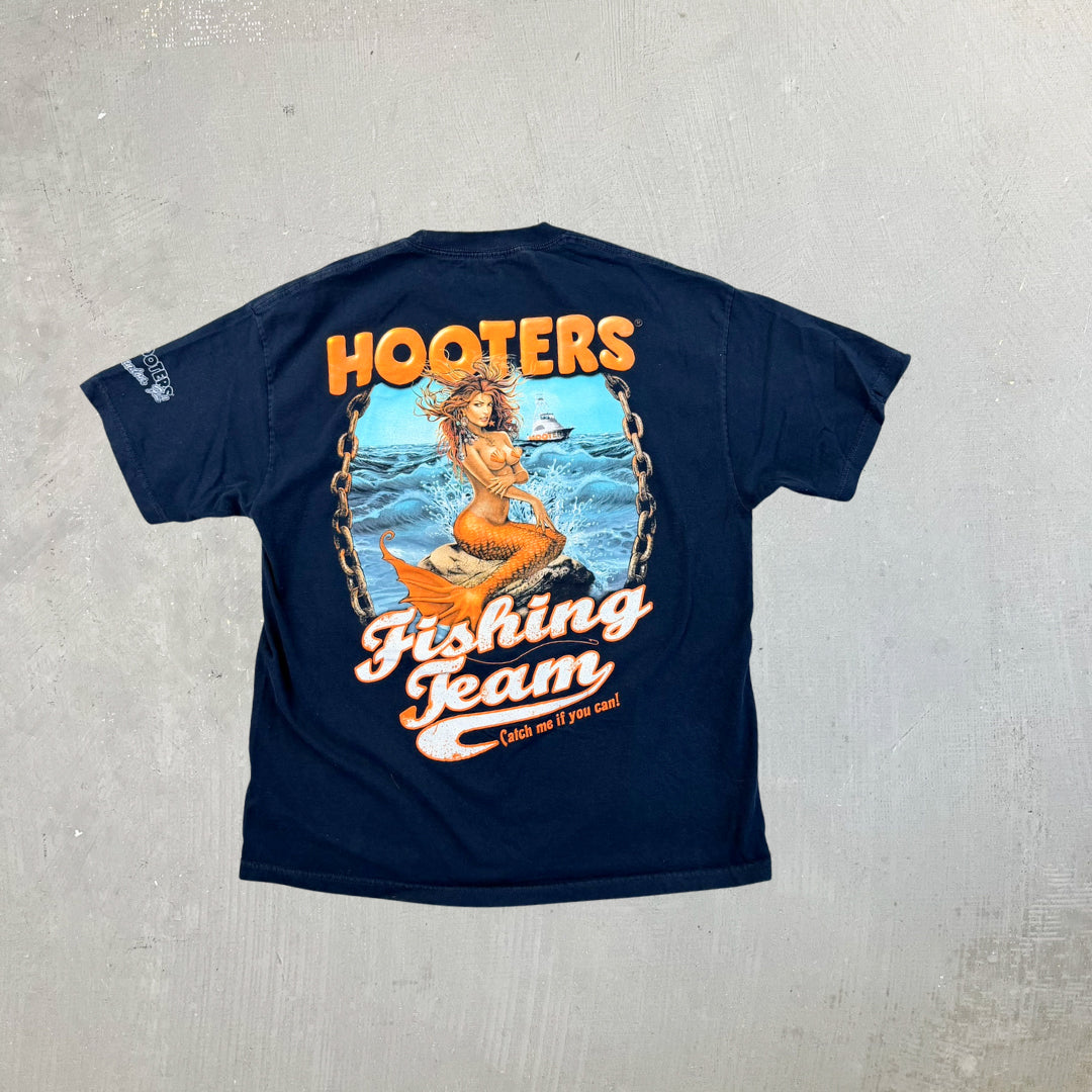 F- Vintage Hooters Fishing Team Mermaid Graphic Tee