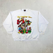F- Vintage '95 Looney Tunes Tasmanian Devil Christmas Graphic Signal Sport Crewneck