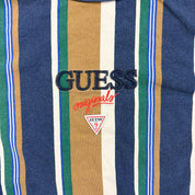 F- Guess Originals Embroidered Text Stripped Tee