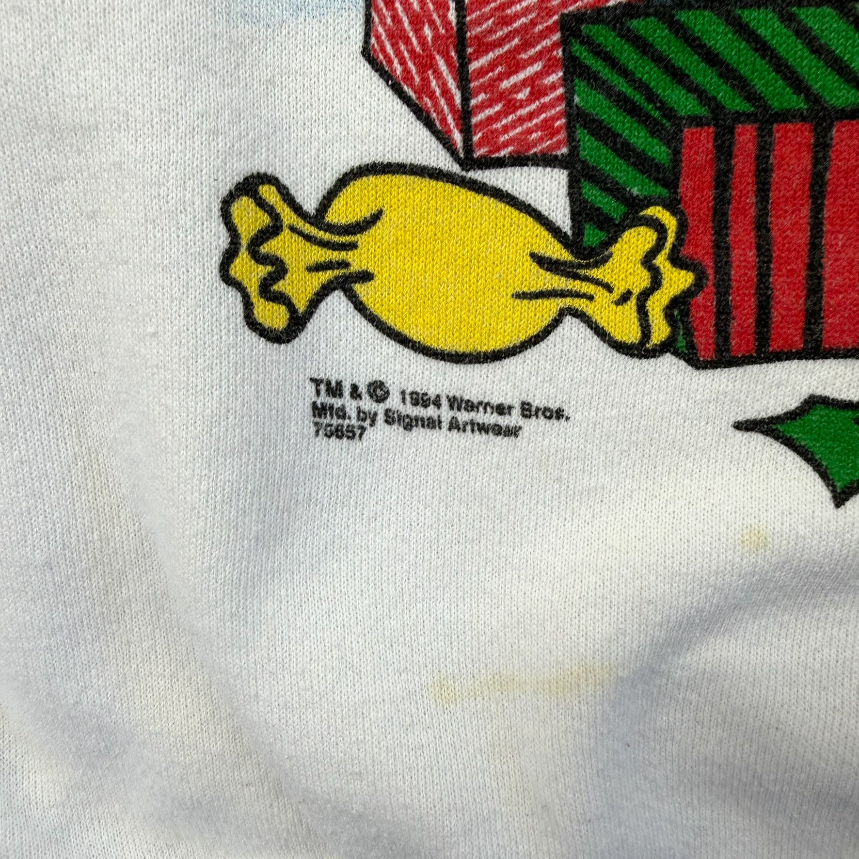 F- Vintage '95 Looney Tunes Tasmanian Devil Christmas Graphic Signal Sport Crewneck