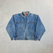 F- Vintage Tommy Hilfiger Tommy Jeans American Flag Lining Denim Jacket