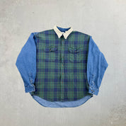 F- Vintage Gap Plaid Denim Button Down Shirt