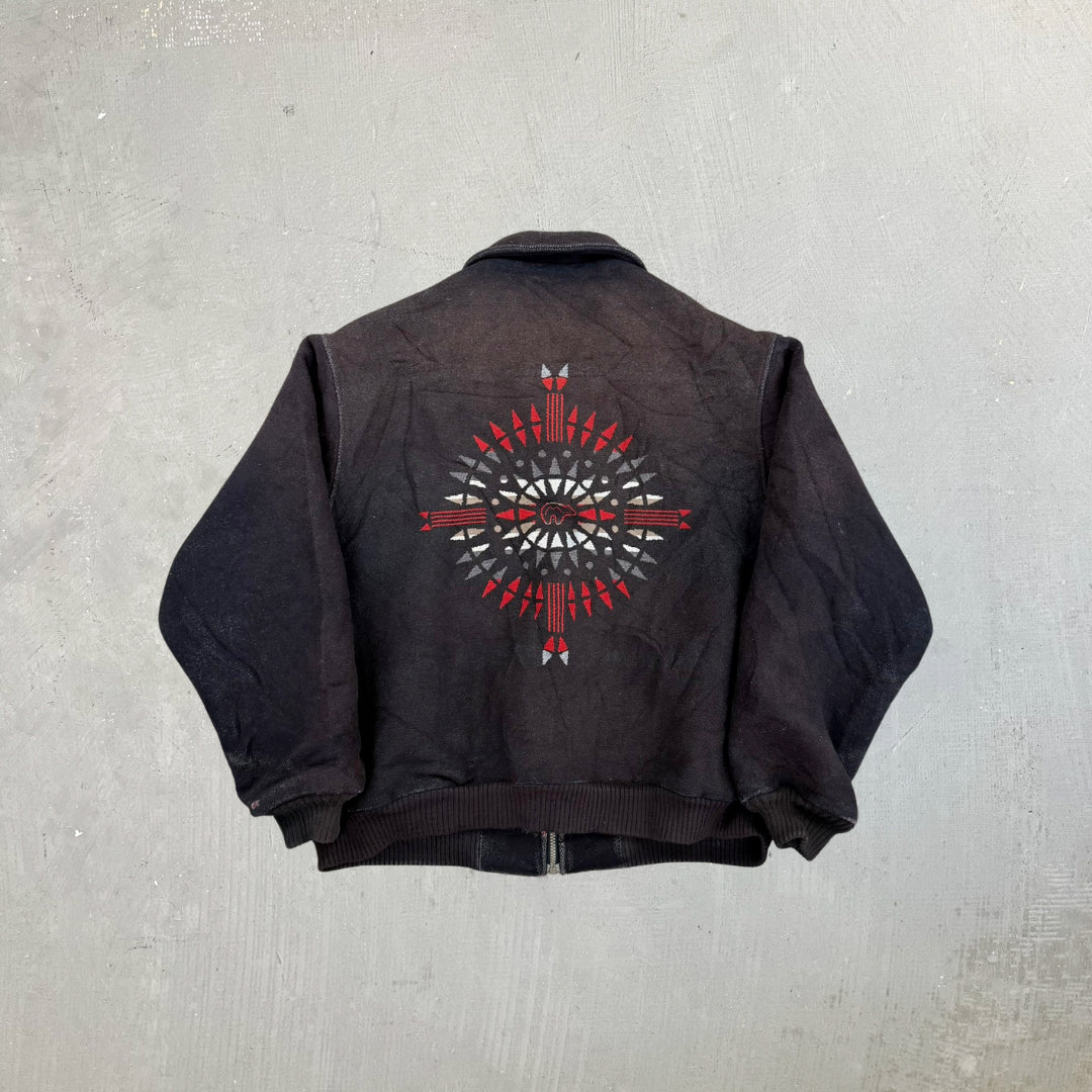 F- Vintage Pendleton Western Wear Polar Bear Embroidered Wool Bomber Jacket