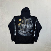 F- Vintage Wolves & Moon Zip Up Hoodie