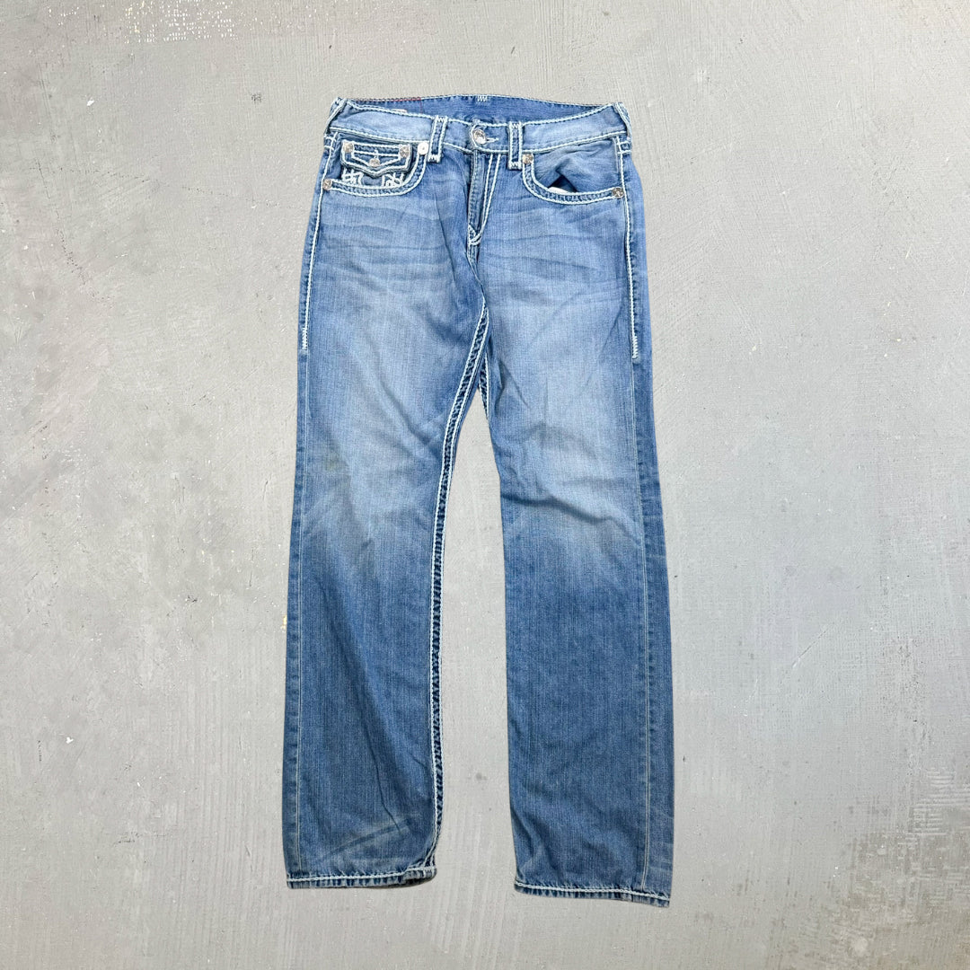 F- Vintage True Religion Ricky Relaxed Straight Leg Jeans