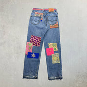 F- HOM Levi's 550 Hand Beaded Reworked Custom Jeans