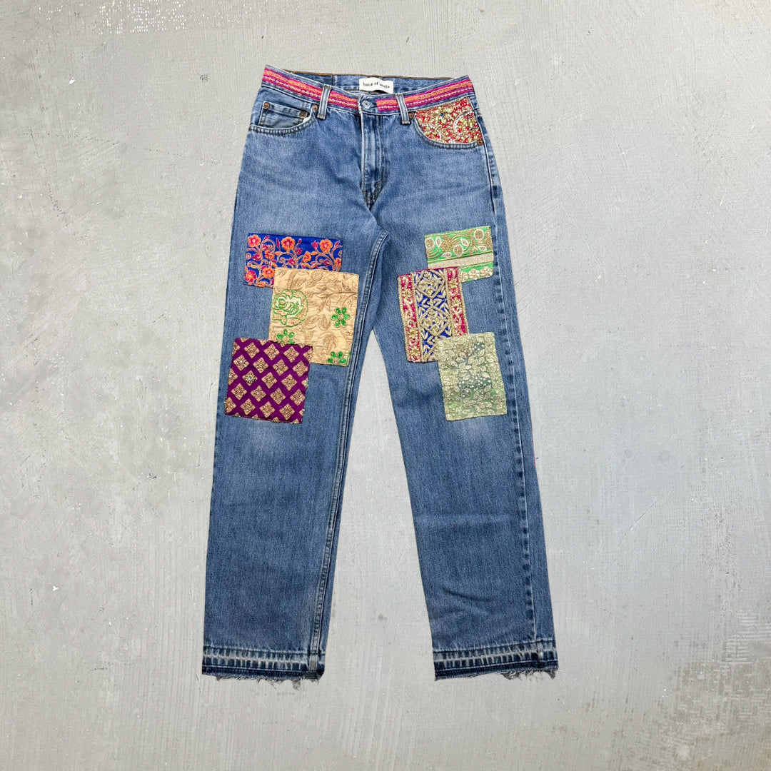 F- HOM Levi's 550 Hand Beaded Reworked Custom Jeans