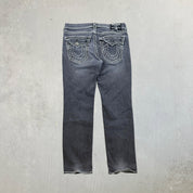 F- Vintage True Religion Ricky Relaxed Straight Leg Washed Black Jeans