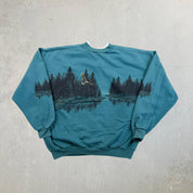 F- Vintage Bald Eagle Jumbo Print Henley Crewneck