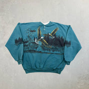 F- Vintage Bald Eagle Jumbo Print Henley Crewneck