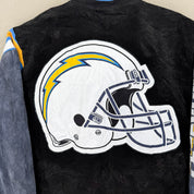 F- San Diego Chargers NFL Embroidered Logo Suede Jacket