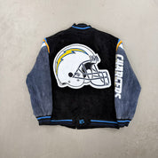 F- San Diego Chargers NFL Embroidered Logo Suede Jacket