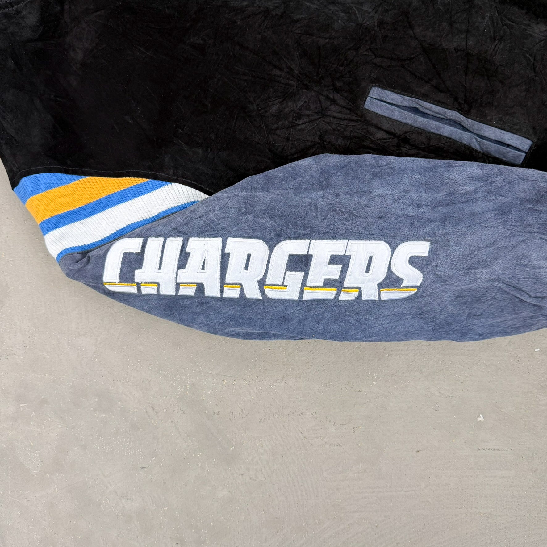 F- San Diego Chargers NFL Embroidered Logo Suede Jacket