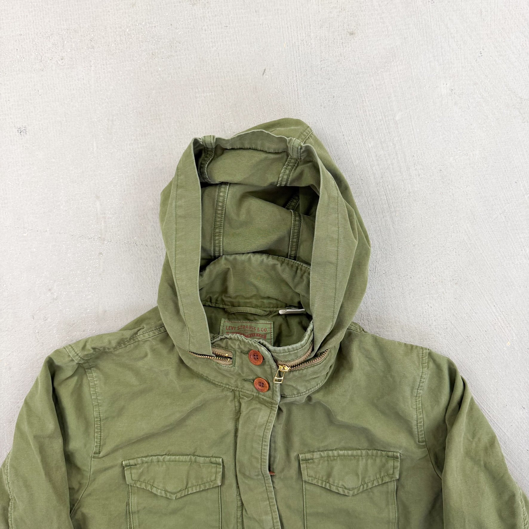 F- Vintage Levi's Zip Up Hooded Cargo Jacket