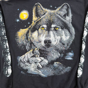 F- Vintage Wolves & Moon Zip Up Hoodie