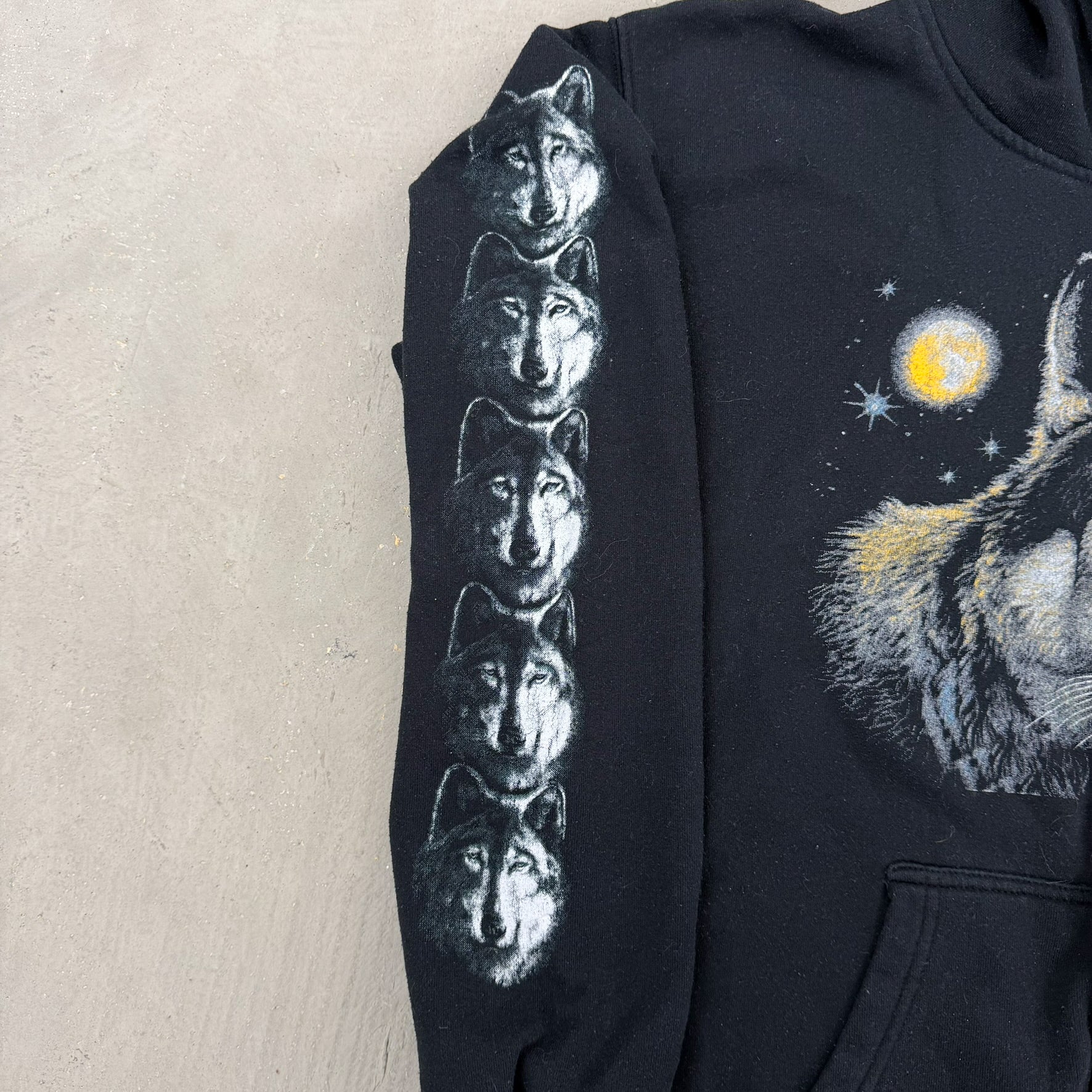 F- Vintage Wolves & Moon Zip Up Hoodie