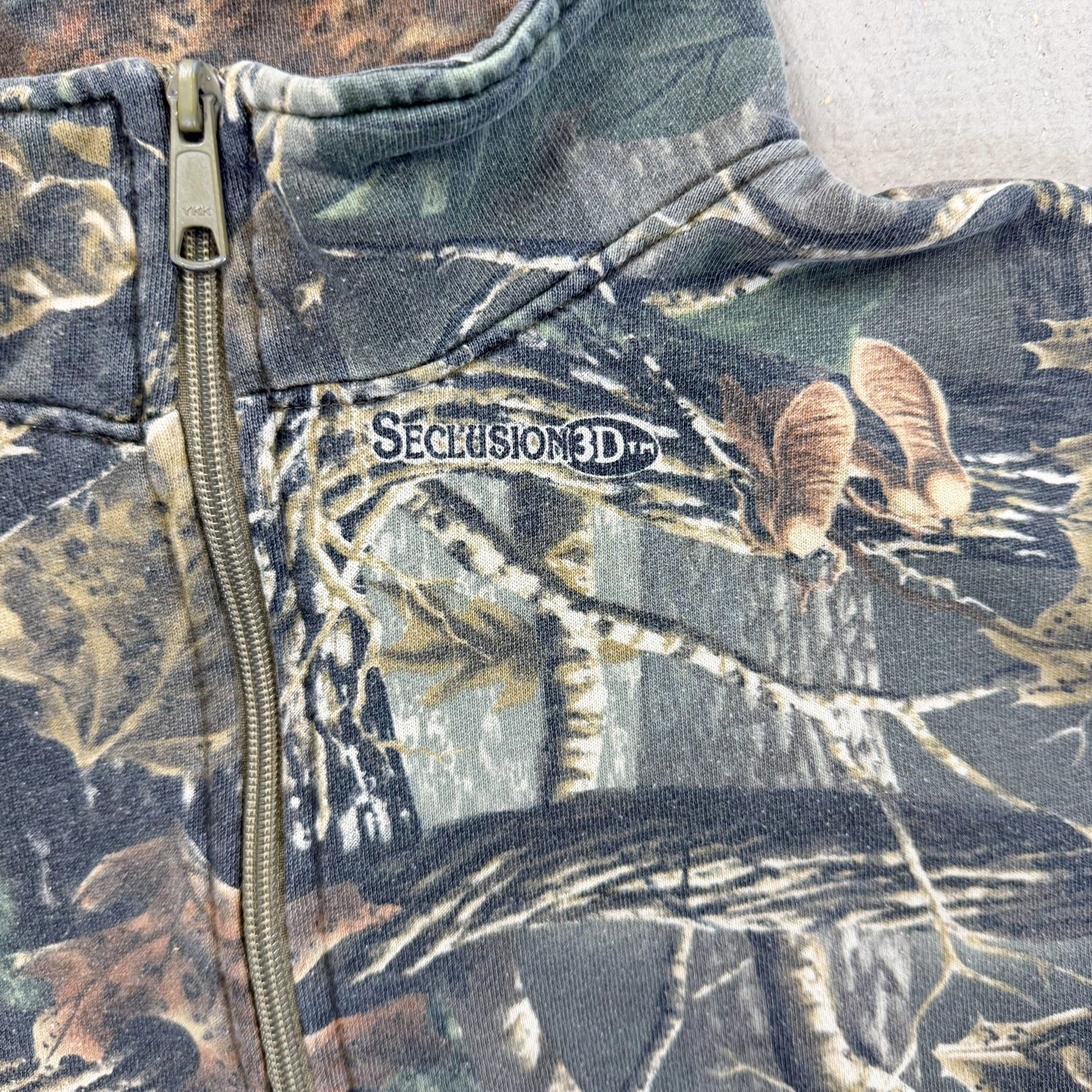 F- Vintage Cabela's Seclusion 3D Real Tree Camo Quarter Zip Crewneck