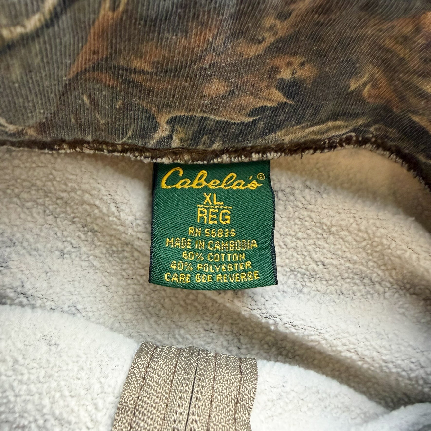 F- Vintage Cabela's Seclusion 3D Real Tree Camo Quarter Zip Crewneck