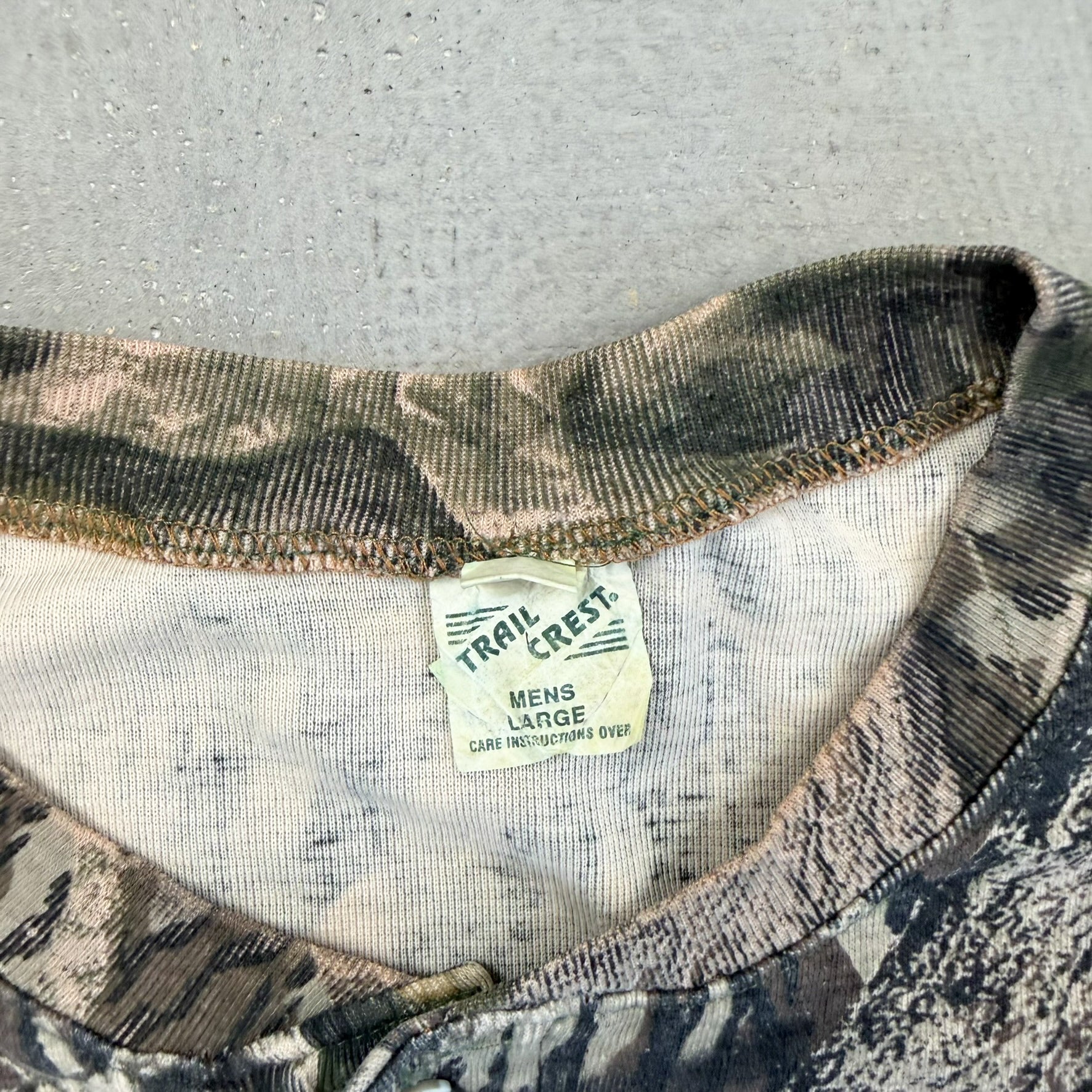 F- Vintage Trail Crest Real Tree Camo Henley Long Sleeve Tee