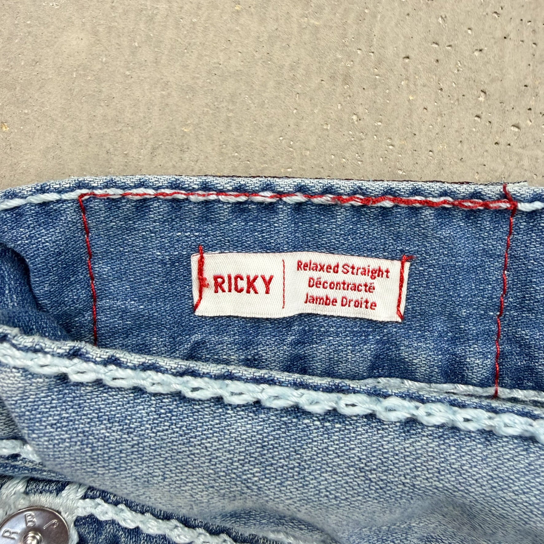 F- Vintage True Religion Ricky Relaxed Straight Leg Jeans