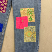F- HOM Levi's 550 Hand Beaded Reworked Custom Jeans