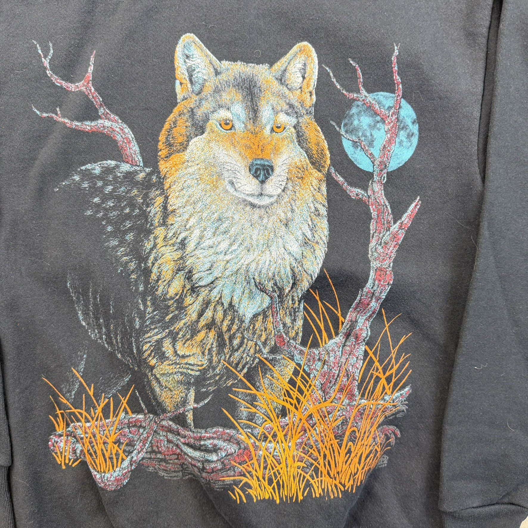 F- Vintage '98 Fox & Moon Made In USA Tultex Crewneck