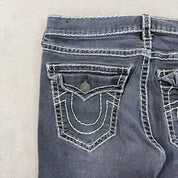 F- Vintage True Religion Ricky Relaxed Straight Leg Washed Black Jeans