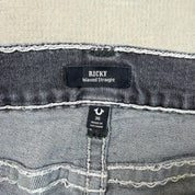 F- Vintage True Religion Ricky Relaxed Straight Leg Washed Black Jeans