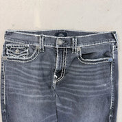 F- Vintage True Religion Ricky Relaxed Straight Leg Washed Black Jeans