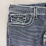 F- Vintage True Religion Ricky Relaxed Straight Leg Washed Black Jeans