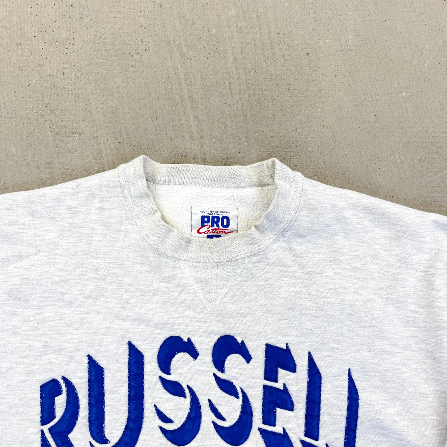 F- Vintage Russell Athletics Embroidered Text Pro Cotton Crewneck