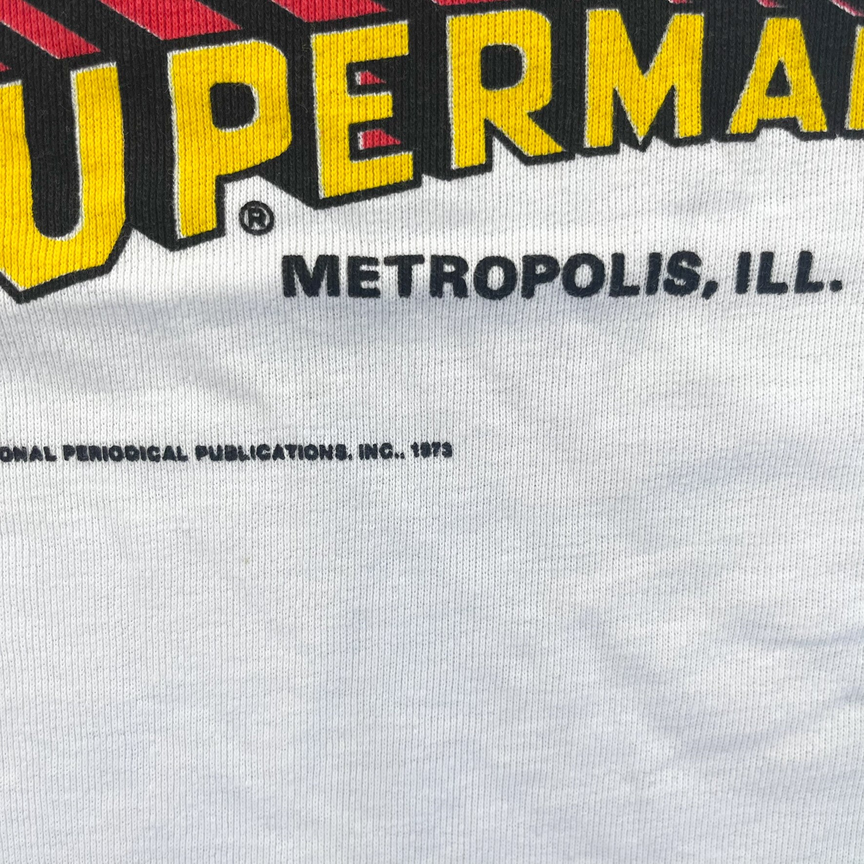 F- Vintage '73 Superman Metropolis Ill Single Stitch Ringer Tee