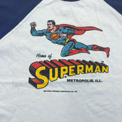 F- Vintage '73 Superman Metropolis Ill Single Stitch Ringer Tee